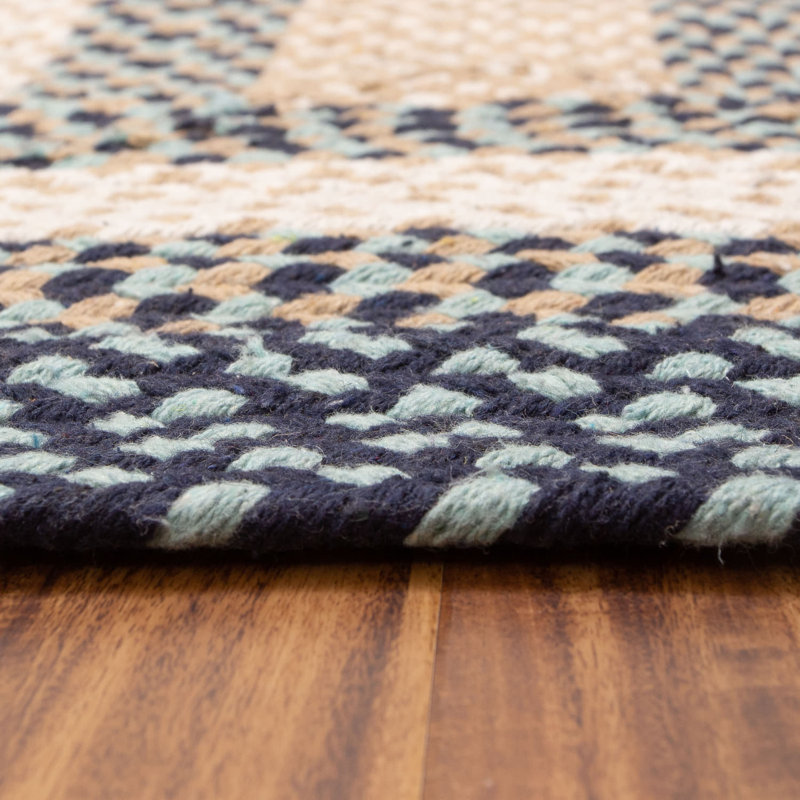 Waterbury Farmhouse Handmade Braided Blue Area Rug, Rectangle 5' x 8'