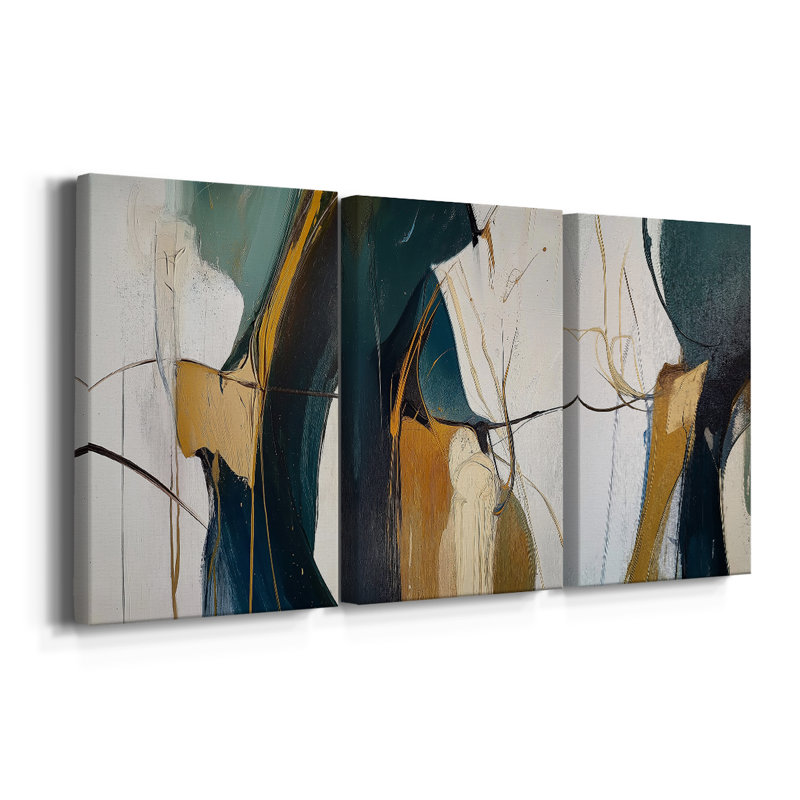 ABSTRACT Series DC XXXVII - Toile tendue sur mesure - 3 pièces, H 60 po x l 120 po