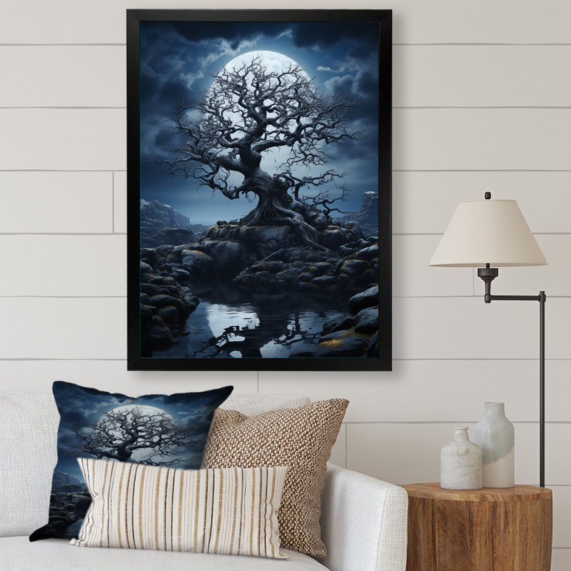 «Loy Blue Gray Tree Silent Force II», reproduction sur toile, Cadre photo noir, H 44 po x l 34 po x P 1,5 po