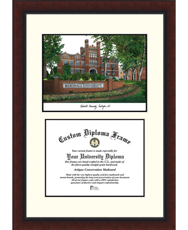 Cadre photo en forme de diplôme héritage de l’université marshall NCAA