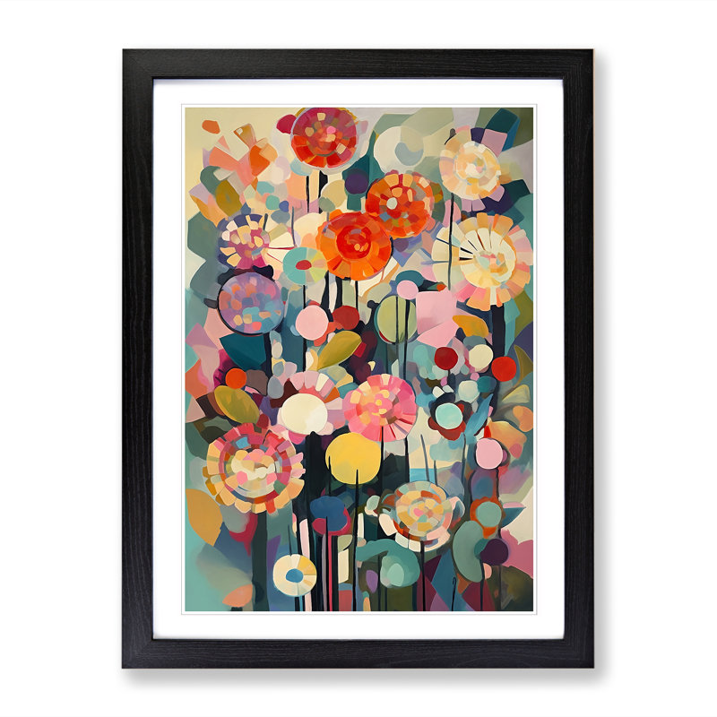 Retro Flowers Vol.12 - Single Picture Frame Print, Black, 64cm H x 46cm W x 2cm D