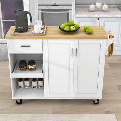 Charlin Versatile Kitchen Island Cart with Folding Countertop and Ample Storage for Small Spaces by Lark Manor