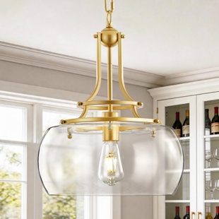 Lustre 1 lumière avec abat-jour en verre transparent, industriel / rustique / campagnard