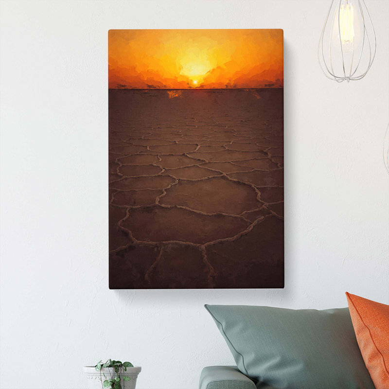 Sunset Over A Salt Lake In Iran In Abstract - Wrapped Canvas, 60cm H x 40cm W x 3cm D
