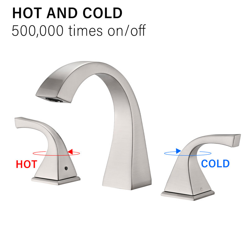 2 Bathroom Sink Faucet With Drain, Brushed Nickel - Robust Construction, Non-Rust, Scratch, 3 Install, 1.8 Gpm Flow, 4.25'' Spout Height, 5.45'' Reach, 8'' Centers, Metal Handle Drain Material,
