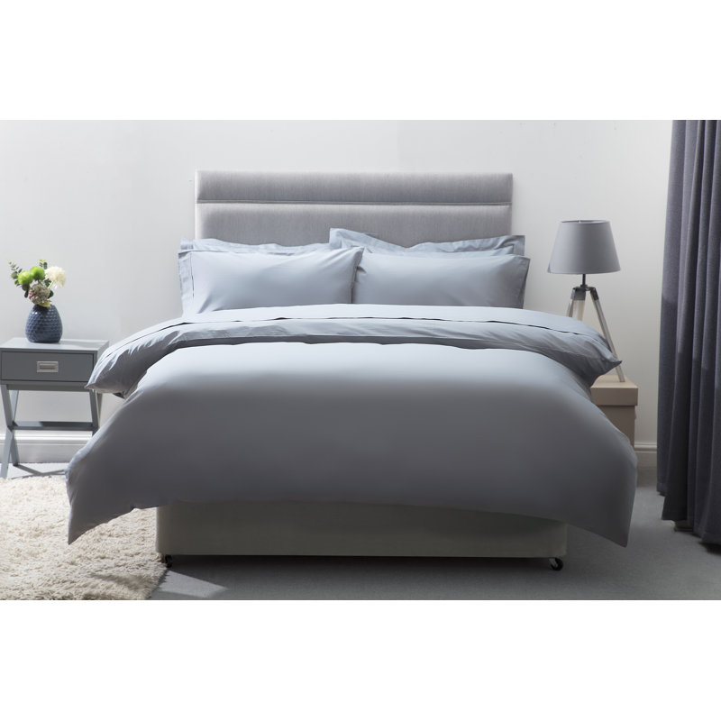 Cotton Solid Colour Duvet Cover Set with Pillowcases, Platinum, Single Duvet Cover + 1 Standard Pillowcase