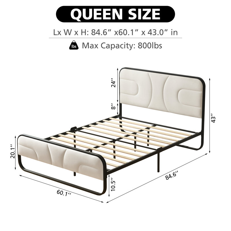 Nelsie Upholstered Platform Bed with Velvet Tufted Headboard
