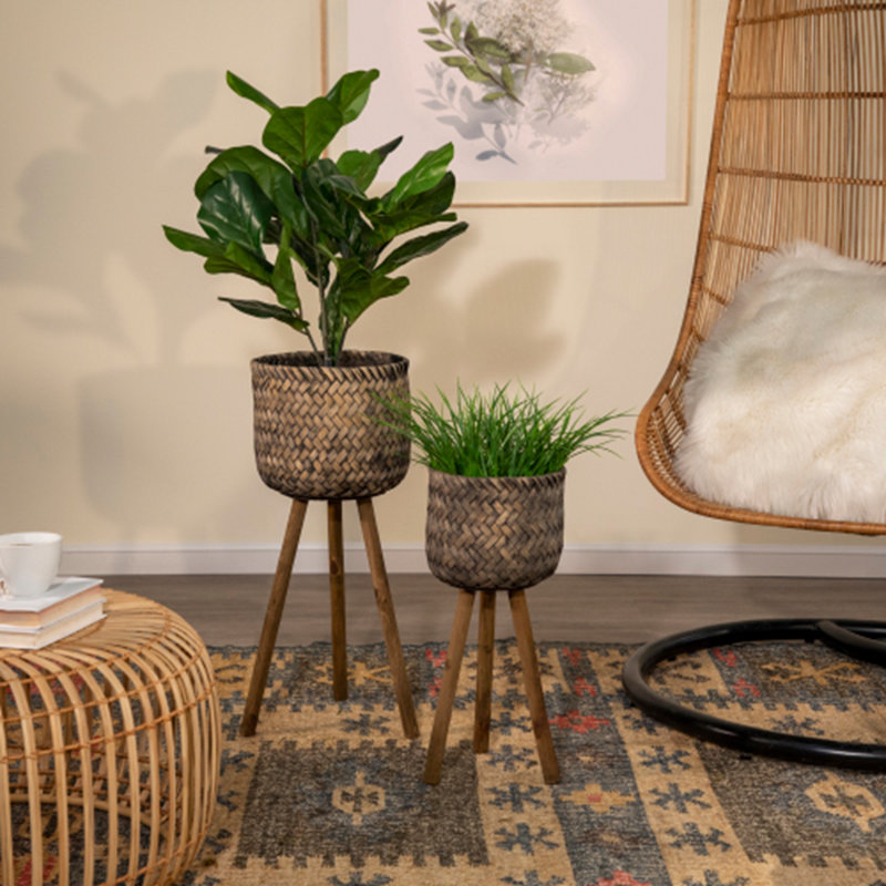 S / 2 POTS À BAMBOU SUR PIEDS