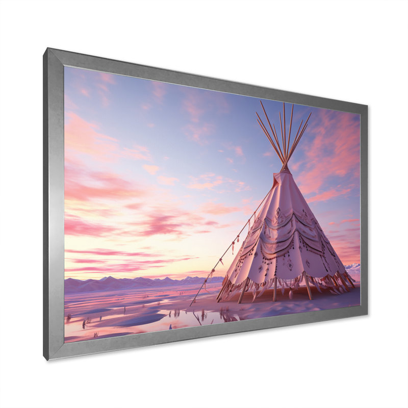" Purple Native Tipi Dreamcatcher Whispers I ", H 12 po x l 20 po x P 1 po, Cadre simple argenté