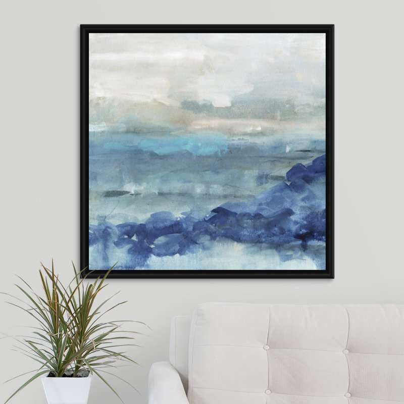 «Sea Swell I», peinture sur toile, Reproduction avec cadre flottant, H 31,7 po x l 31,7 po, Noir
