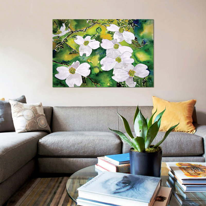«Dogwood Tree Flowers», impression sur toile, H 12 po x l 18 po x P 1,5 po, Toile tendue, Pas de tapis