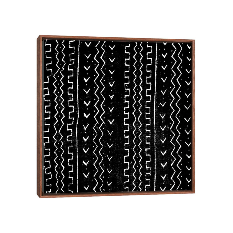 «Mudcloth Black Geometric Design VI» par Ellie Roberts - impression d'art graphique, H 37 po x l 37 po x P 1,5 po