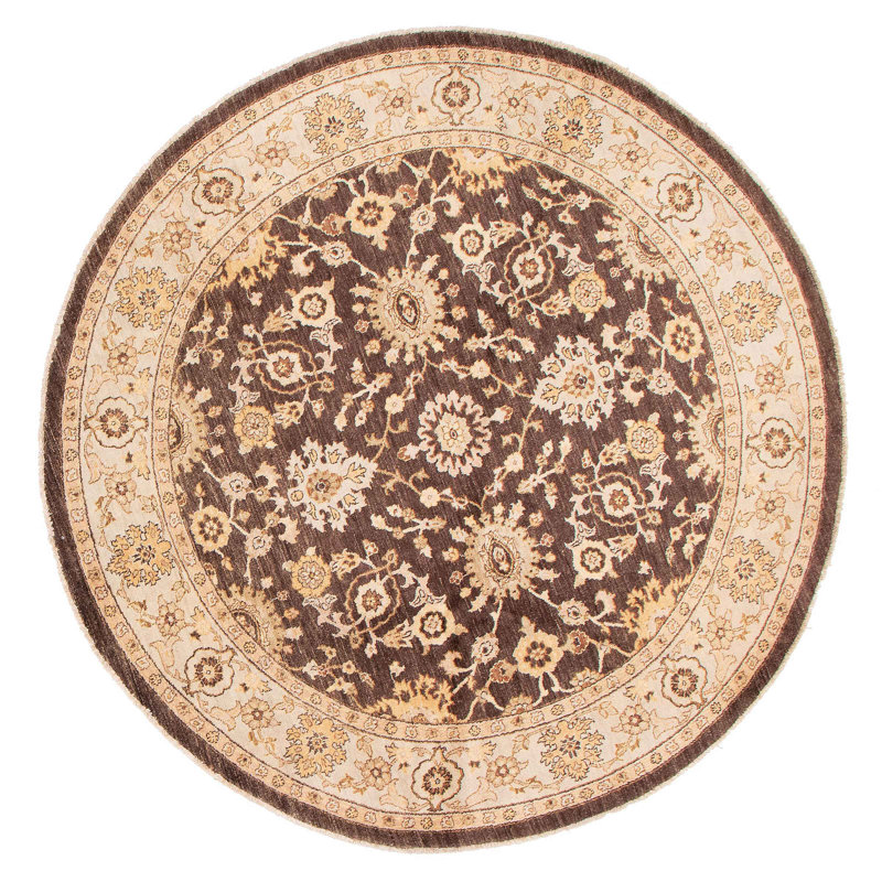 Tapis brun foncé en laine noué à la main de conception unique 8 pi 2 po New Age Avicia