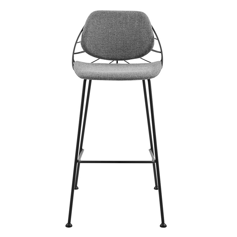 Bevers Upholstered Counter Stool with Metal Frame, Light Gray, Bar Stool (29.73" Seat Height)