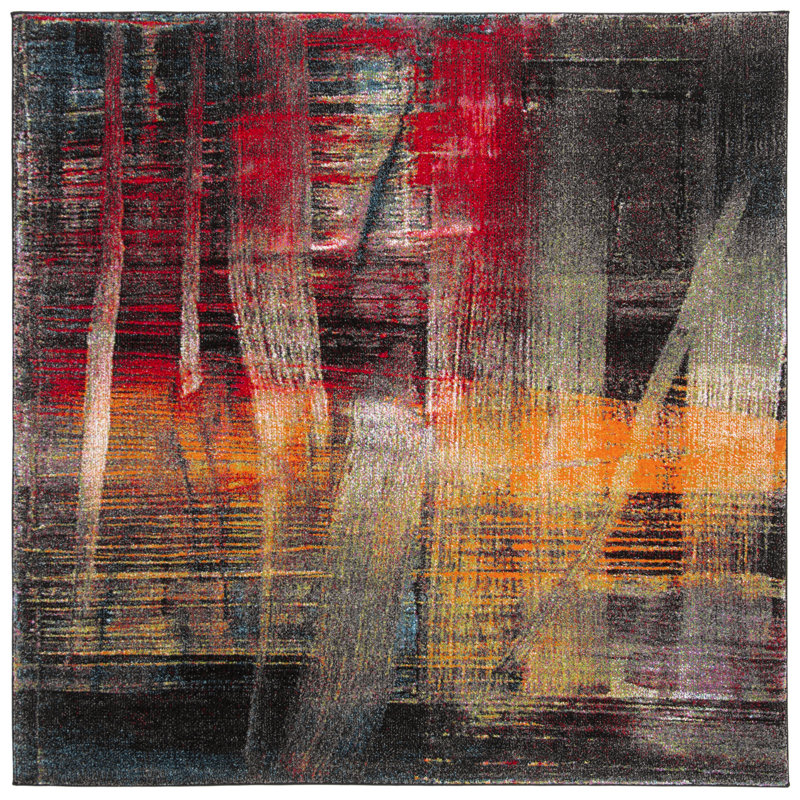 Tapis abstrait Hasseltine Performance, Carré 6 pi 7 po