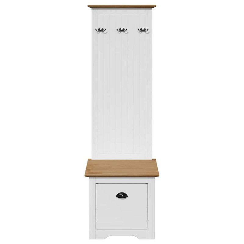 Hallway Cabinet With Hooks BODO 50X40x157 Cm, White/Brown