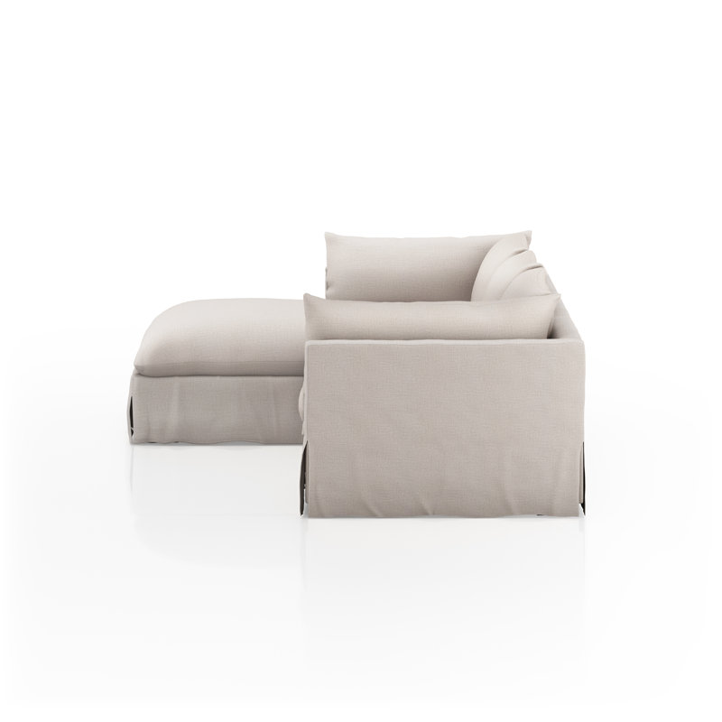 Reggio Slipcover Chaise Sectional, Bennett Moon Polyester Blend, Left Hand Facing, 31.5" H x 133" W x 67" D