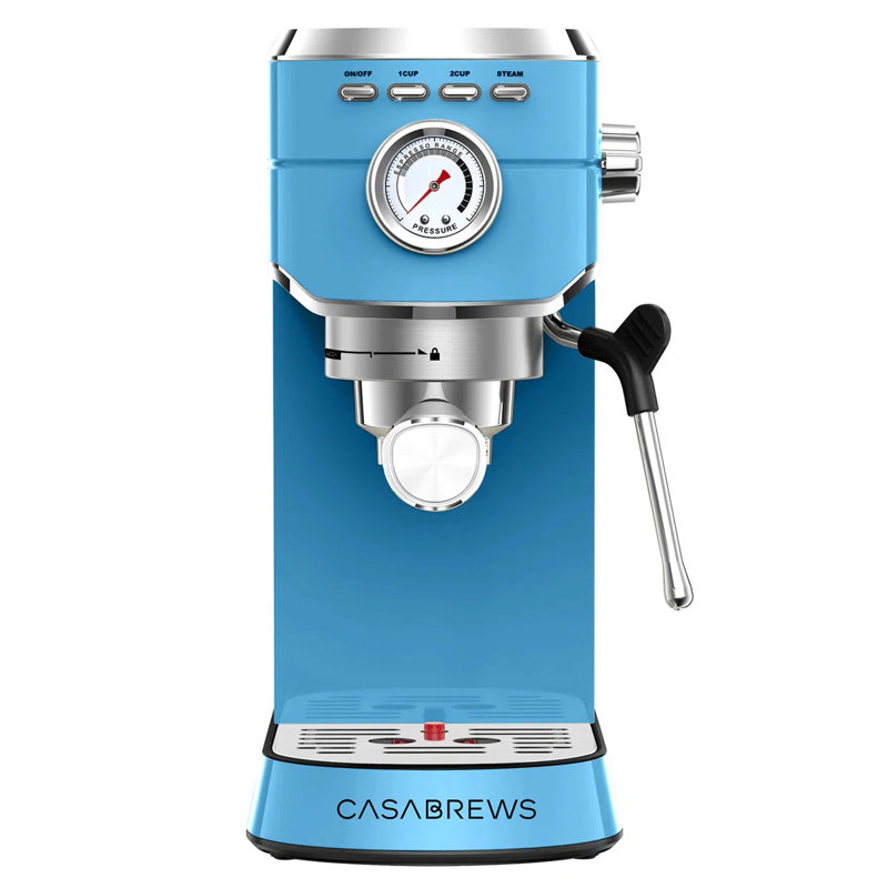 Cafetière à espresso de 20 bars avec une puissante buse à vapeur en acier inoxydable, Bleu clair