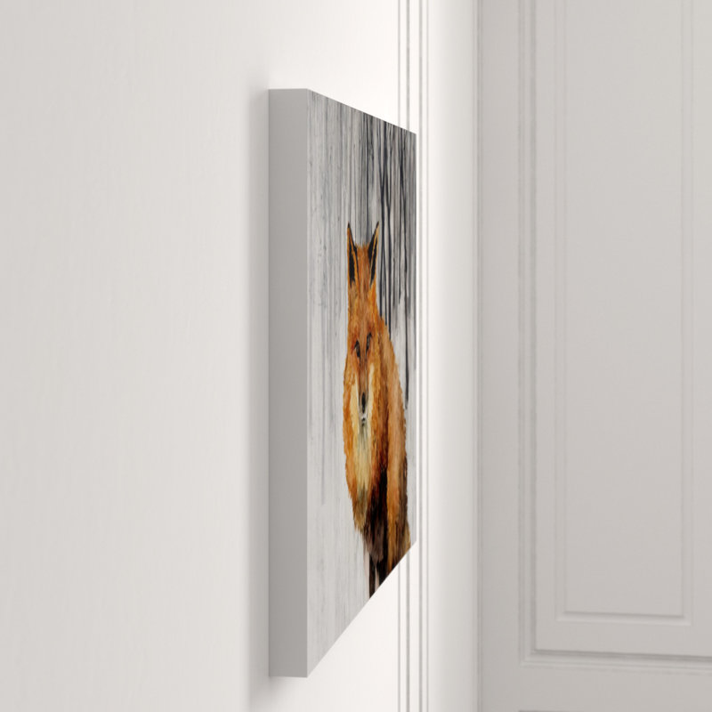 Snowy Fox Painting by Beverly Fuller, Image Brush Gel, 40" H x 53" W x 1.5" D