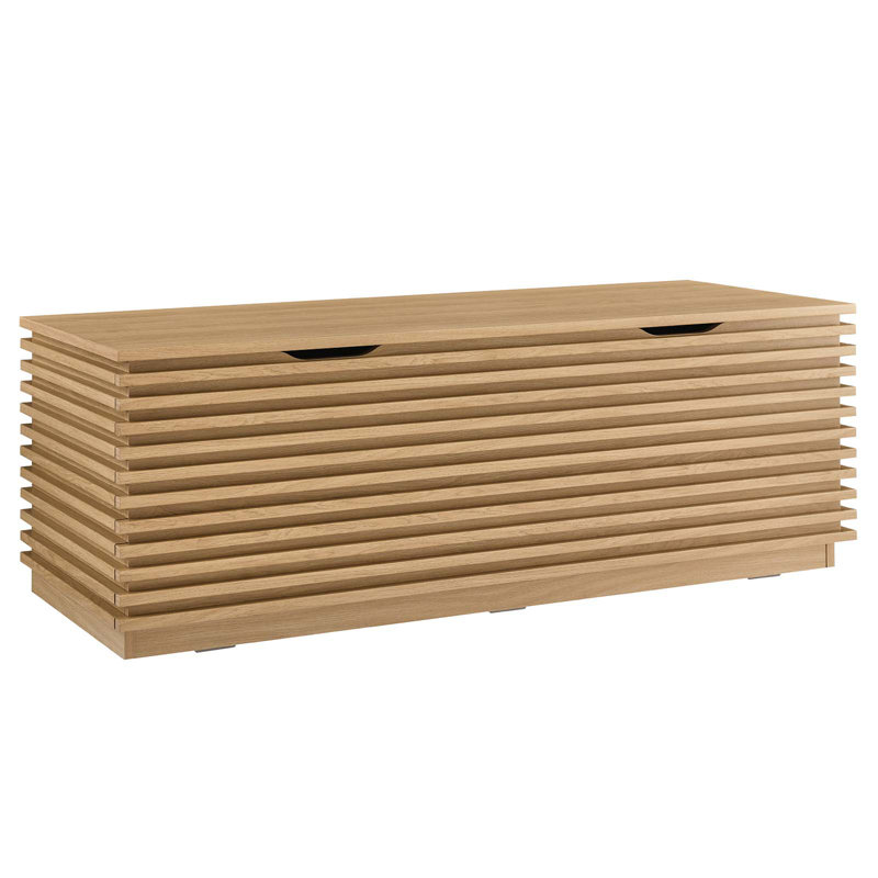 Crawley 47" Wood Grain Storage Bench, Oak