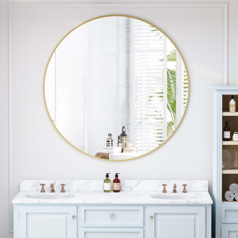 Circle Mirror, 41.73" x 41.73", Gold