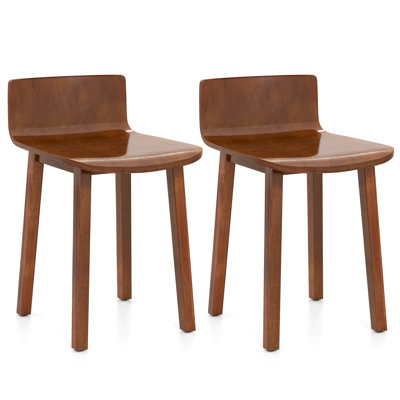 Dining Chairs with Acacia Wood Legs Curved Seat & Low Back for Home by George Oliver