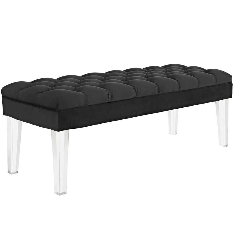 Valet Tufted Velvet Bench, Black
