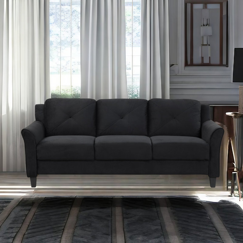 Upholstered 74.9'' Sofa, Black 100% Polyester