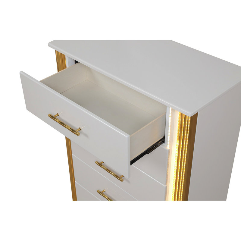 Ensemble de chambre avec grand lit 5 pièces de style contemporain OBSession en bois et finition or
