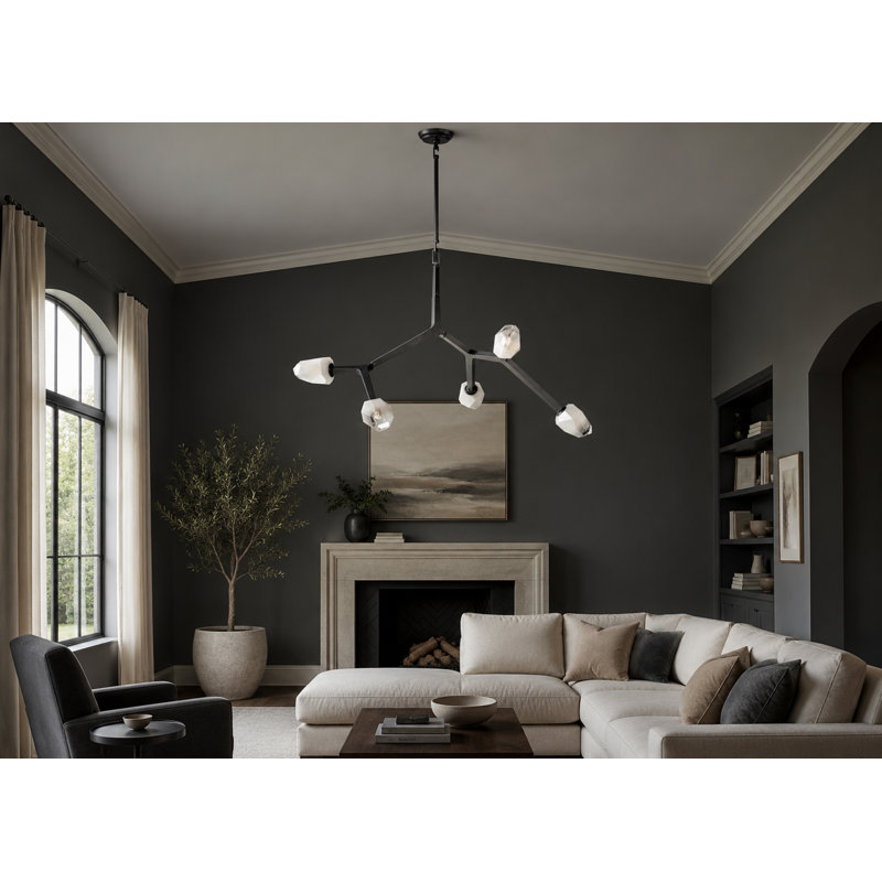 Lustre linéaire moderne à 5 lumières Dreanda, Noir