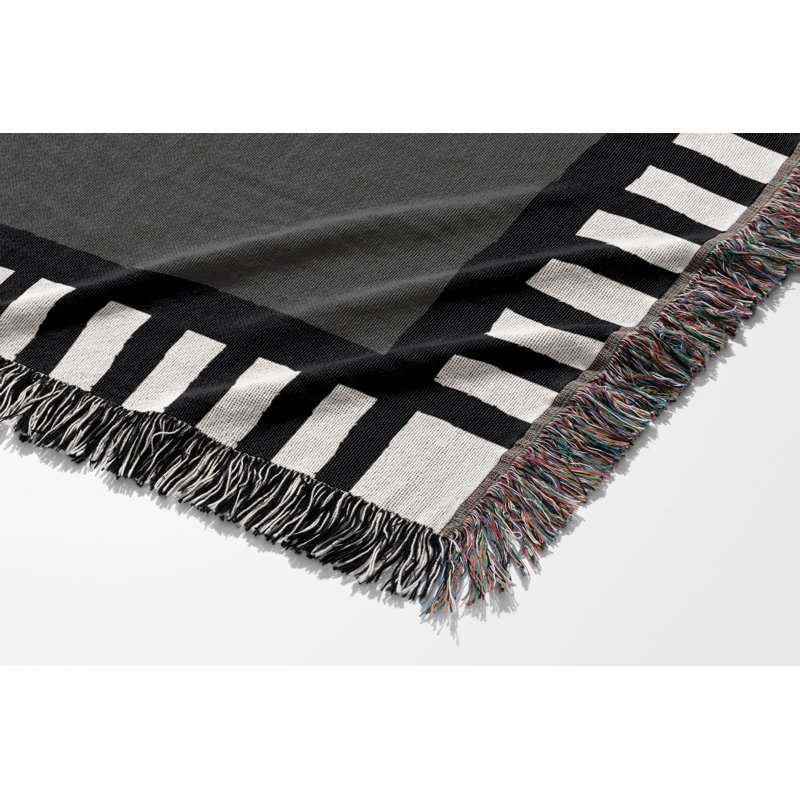 Jeté en mélange de coton Vanjo Snake, Gris/noir/blanc cassé, L 60 po x l 50 po