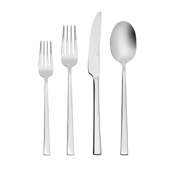 Premium 24-Piece Cutlery Set, 100% Stainless Steel, Includes 6 Table Spoons (7.9 x 1.8 in), 6 Table Forks (8.1 x 1.0 in), 6 Table Knives (9.1 x 0.8 in), 6 Dessert Forks (7.1 x 1.0 in) | Elegant Silver Finish, Ideal for Everyday Dining