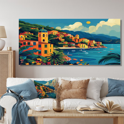 Orange, bleu, riviera italienne, art mural Italie