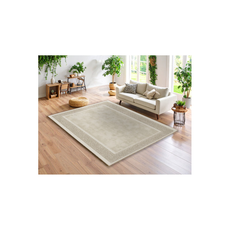 Tapis beige tissé à motif abstrait Mosso, 4'7" x 6'7"