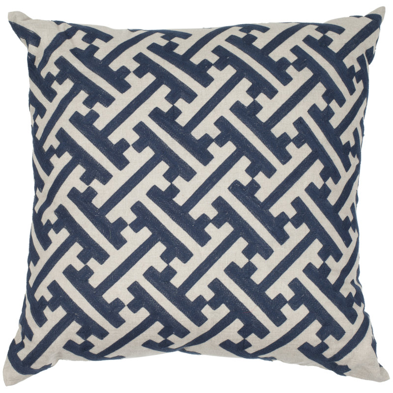 Embroidered Linen Reversible Throw Pillow, 18" H x 18" W