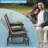 2 Person Outdoor Glider With - Mesh - Gray Heavy-duty Steel Chair Seats And Built-in Table