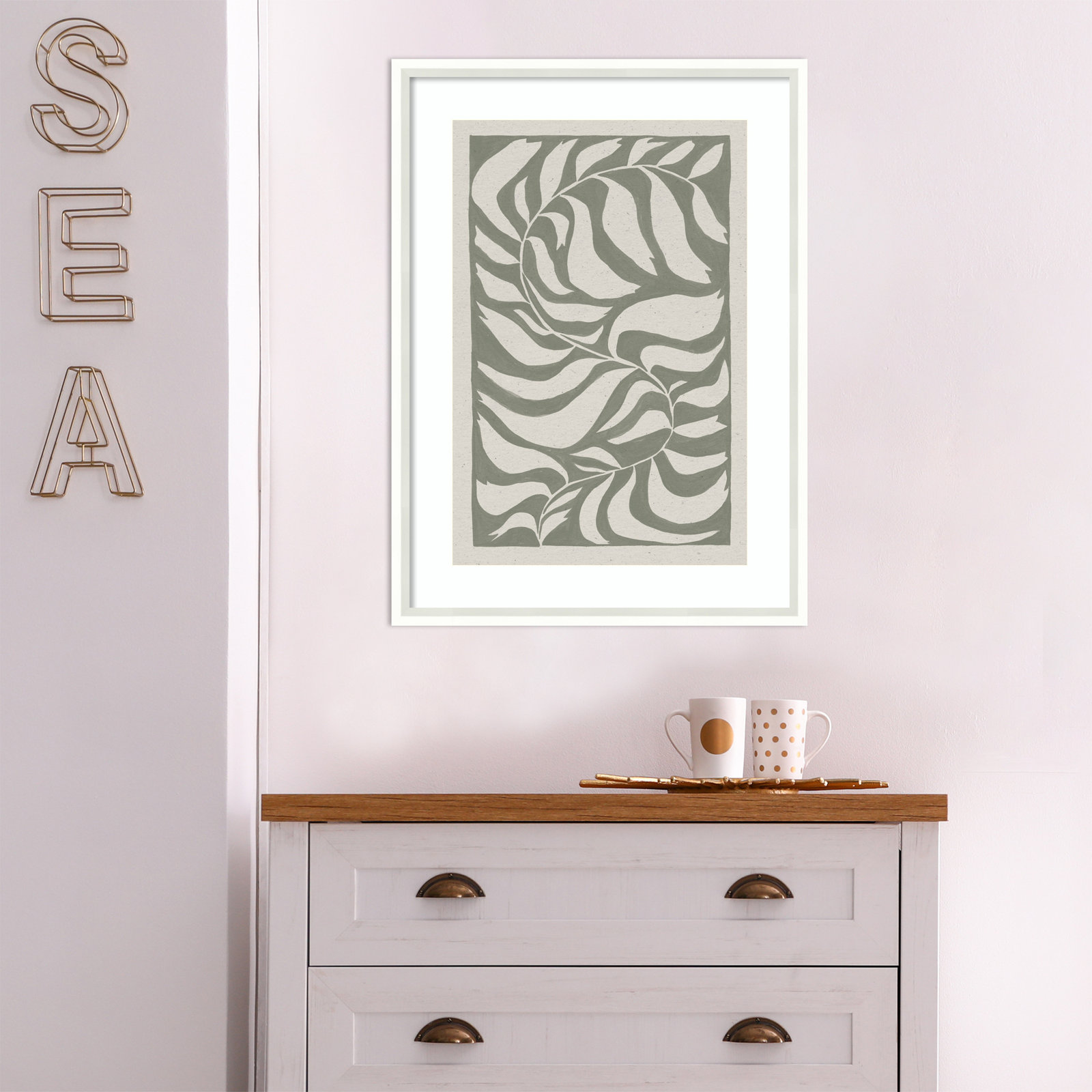Winding Vine Print by Moira Hershey, White, 25" H x 19" W x 2" D