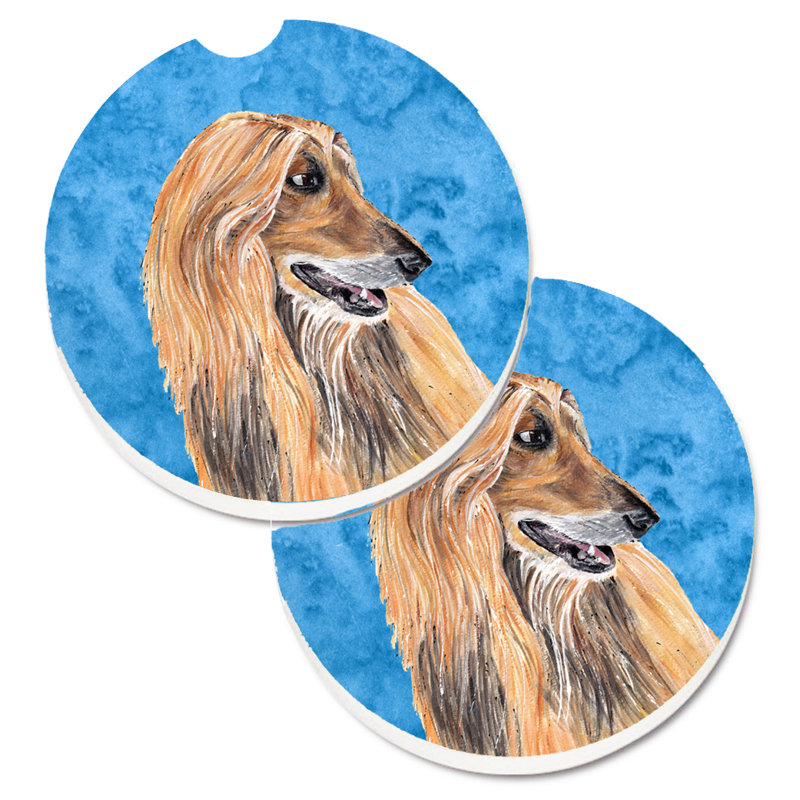 Sous-verre barbu collie voiture, Lévrier afghan