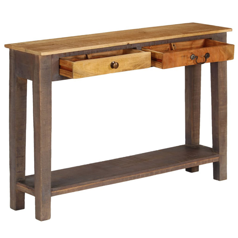Console Table Vintage Entryway Table with Storage Solid Wood Acacia, Dark brown