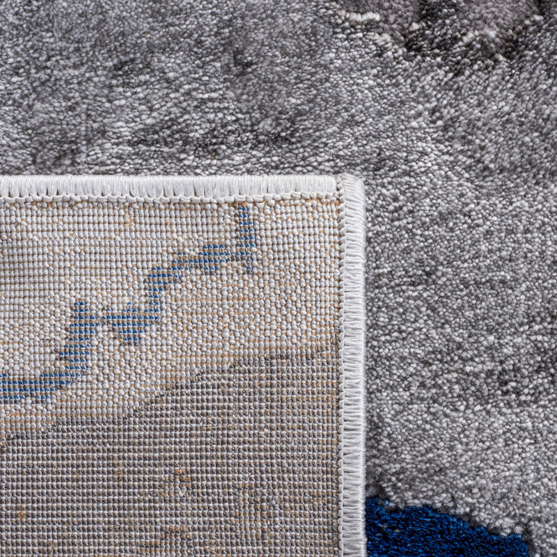 Tapis gris / bleu Swindle, Rectangle 2 pi 7 po x 5 pi