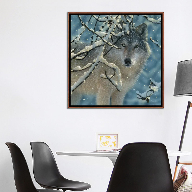 « Broken silence Gray Wolf », carré par Collin-gris-impression d’art graphique, Pas de tapis, H 37 po x l 37 po x P 1,5 po