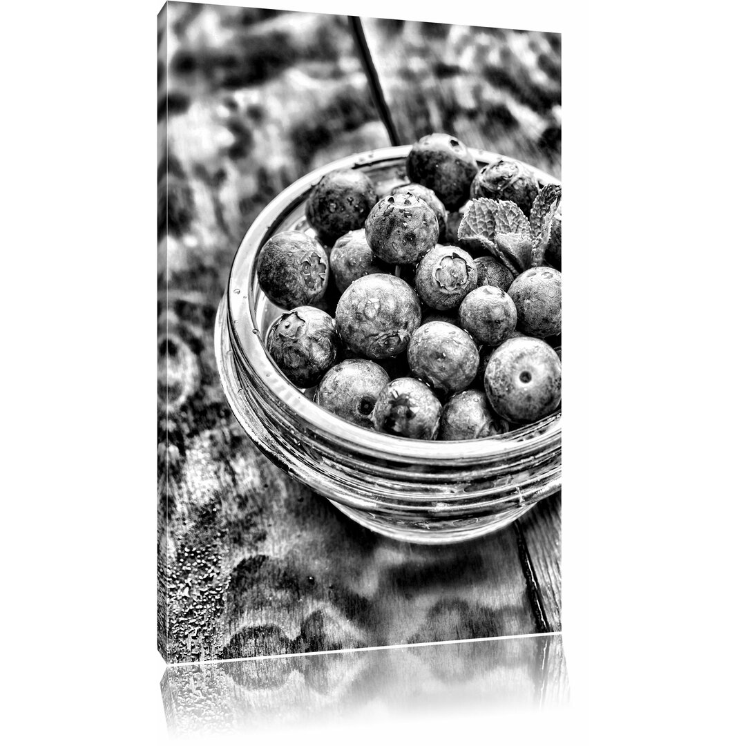 Leinwandbild Heidelbeeren Blueberry Frucht Food Obst in Monochrom