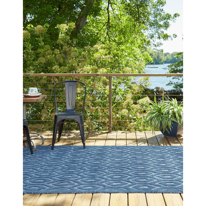 Tapis intérieur / extérieur bleu marine Heckstall, Rectangle 2 pi x 3 pi