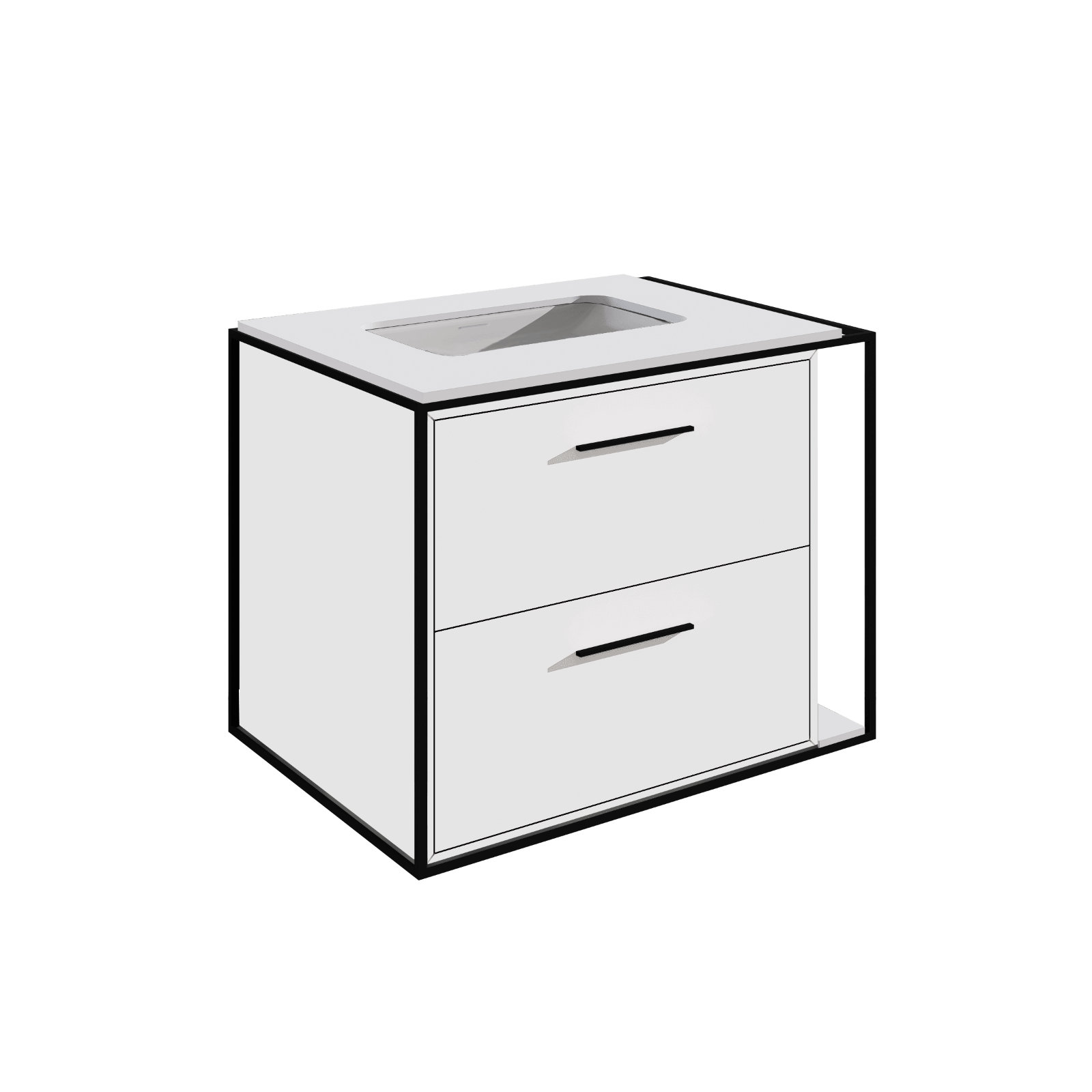 Linea 24" Vanity Base, Wall Mount, Matte Black, Matte White