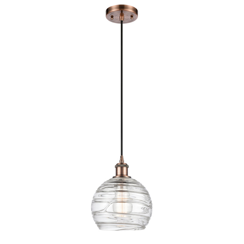 Luminaire suspendu en forme de globe à 1 lumière Mullins, Ampoule non incluse, Cuivre antique