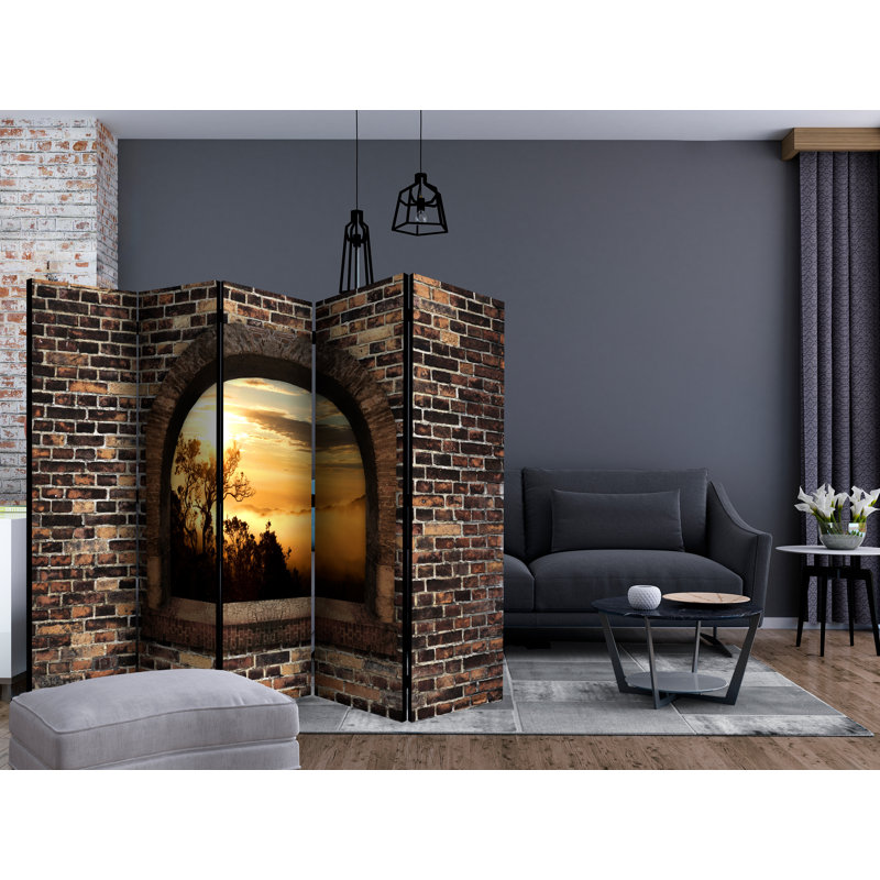 Brubaker 225cm W x 172cm H 5 - Panel Solid Wood Folding Room Divider