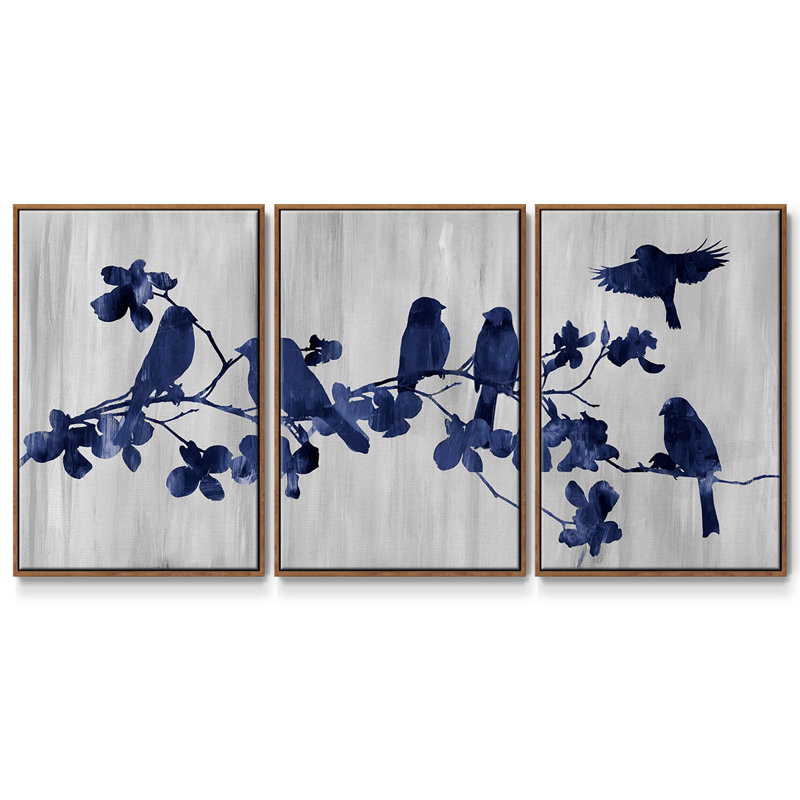 Indigo Hangout, impression sur toile 3 pièces, H 36 po x l 75 po x P 2 po, Noyer