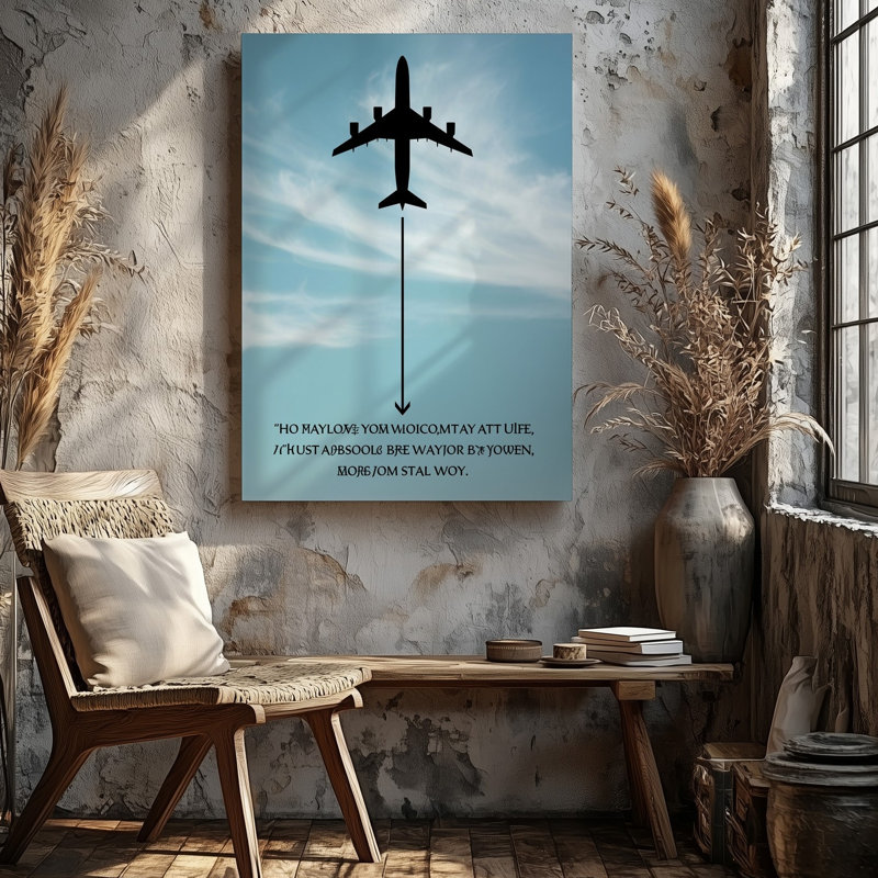 Toile, composition minimaliste mettant en vedette un avion se profilant contre un art mural, H 9 po x l 12 po