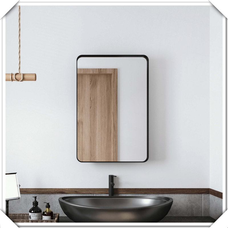 Latitude Run® Recessed Metal Framed Medicine Cabinet With Mirror ...