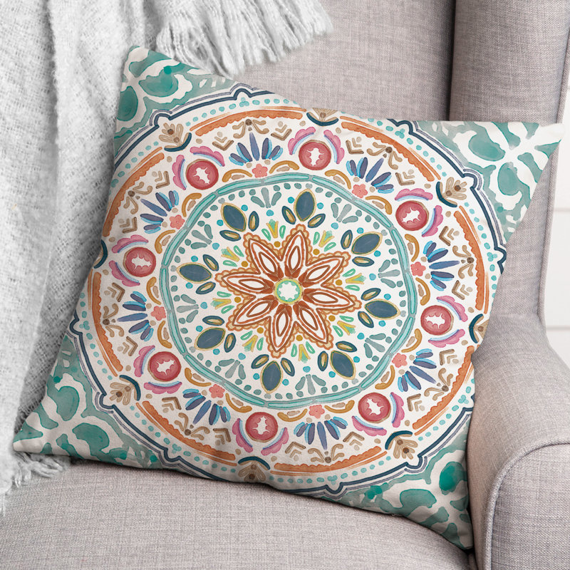 Housse et insert de coussin extérieur d'extérieur, Bleu, Floral 6